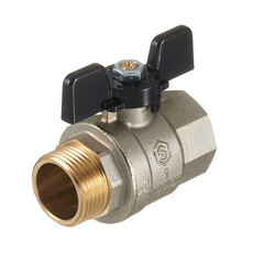 Кран шаровой латунный Stout SVB 1 ВР(г)х 1 НР(ш) полнопроходной бабочка прямой (SVB-0004-200025) - фото 1