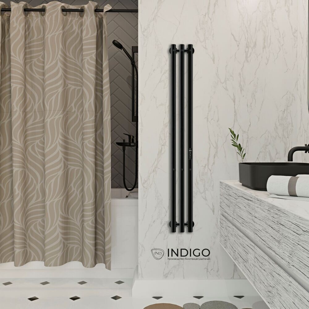 

Полотенцесушитель электрический Indigo Style 1200х132 мм 65 Вт с терморегулятором черный муар