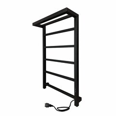 Изображение товара Полотенцесушитель электрический Indigo Forma с полкой 800х530 мм 120 Вт с терморегулятором черный муар