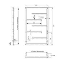 Полотенцесушитель электрический Indigo Delos 700х430 мм 120 Вт с терморегулятором черный муар - фото 7