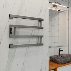 Полотенцесушитель электрический Indigo Muza 430х500 мм 64 Вт с терморегулятором графит металлик - фото 8