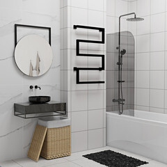 Полотенцесушитель электрический Indigo Sparta 700х400 мм 120 Вт с терморегулятором черный муар - фото 7