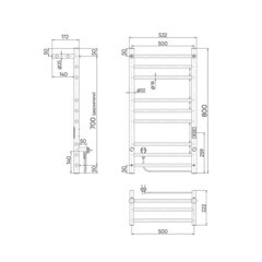 Полотенцесушитель электрический Indigo Line Trinity 800х532 мм 120 Вт с терморегулятором графит металлик - фото 7