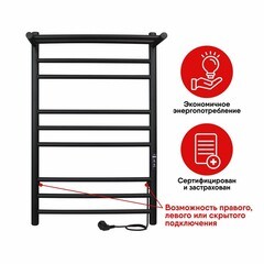 Полотенцесушитель электрический Indigo Line Trinity с полкой 700х432 мм 100 Вт с терморегулятором черный муар - фото 5