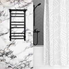Полотенцесушитель электрический Indigo Line Trinity с полкой 700х332 мм 90 Вт с терморегулятором черный муар - фото 7