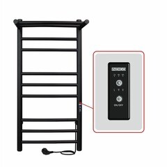 Полотенцесушитель электрический Indigo Line Trinity с полкой 700х332 мм 90 Вт с терморегулятором черный муар - фото 4