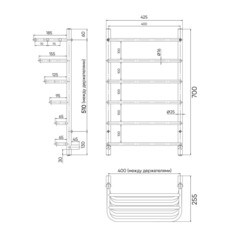 Полотенцесушитель электрический Indigo Hit с полкой 700х432 мм 90 Вт белый - фото 2