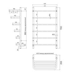 Полотенцесушитель электрический Indigo Hit с полкой 700х432 мм 90 Вт хром - фото 4