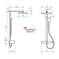 Душевая система Corsa Deco QX с верхним душем с лейкой с изливом черная матовая (SSFCSQX320SB) - фото 12