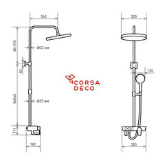 Душевая система Corsa Deco QX с верхним душем с лейкой с изливом черная матовая (SSFQX320SB) - фото 11