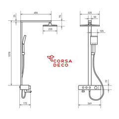 Душевая система Corsa Deco QX с верхним душем с лейкой с изливом хром (SSFTQX320Q) - фото 11