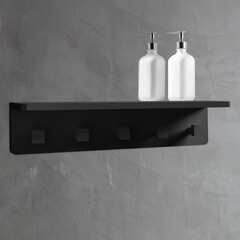 Вешалка для ванной Abber 5 крючков на шуруп искусственный камень черная (AS1651MB) - фото 2