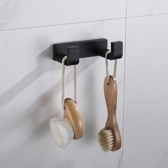 Крючок для ванной Abber двойной на шуруп металл черный (AA1750B) - фото 3