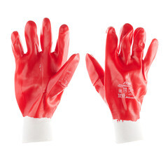 Перчатки х/б с нитриловым обливом кислотоустойчивые красные 10 (XL) - фото 3