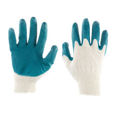 Перчатки х/б с тройным латексным обливом серо-синие - фото 3