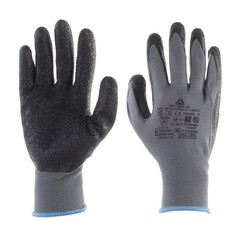 Перчатки полиэстеровые 13 нитей с латексным обливом тактильные Delta Plus VE630 черные XL - фото 3