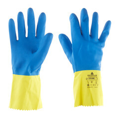 Перчатки латексные химическистойкие Delta Plus VE330 желто-синие 10 (XL) (VE330BJ09) - фото 3