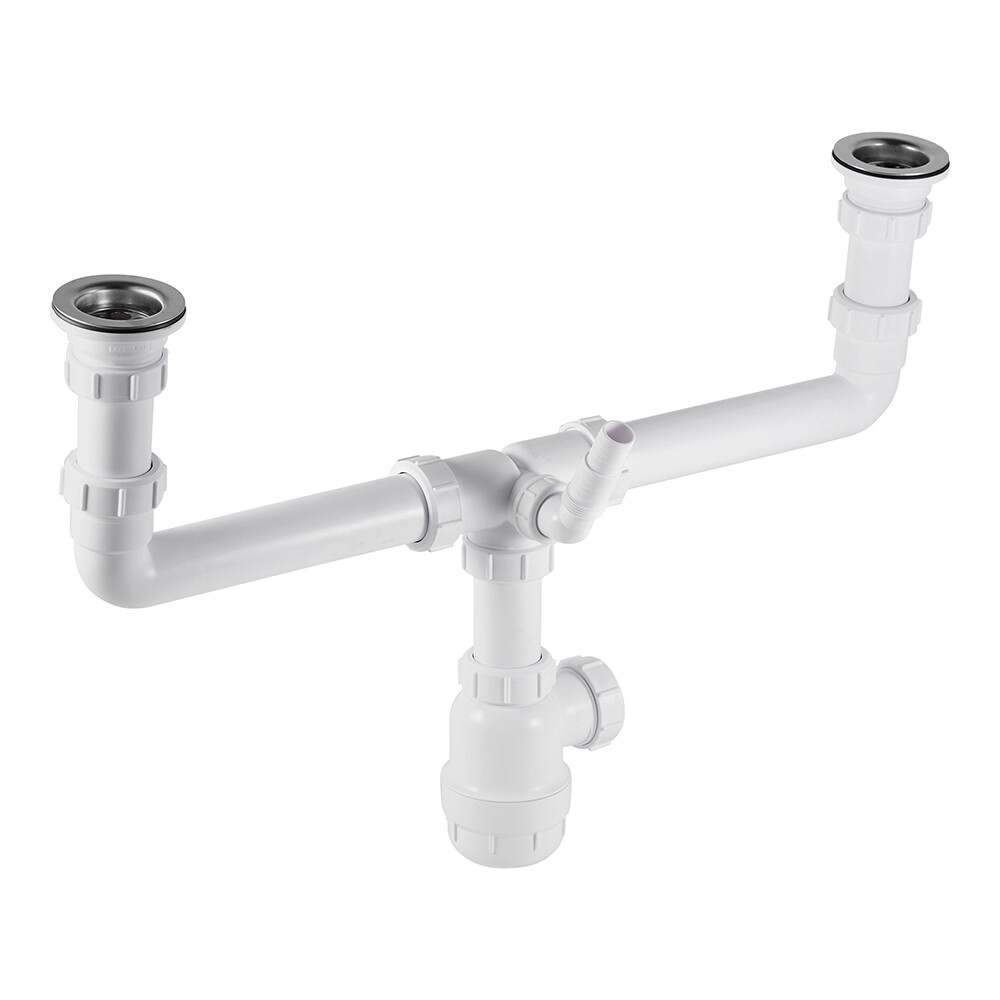 

Сифон для двойной мойки McAlpine 1 1/2х40 мм с выпуском d70 мм (MRSK5-A)