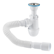 Сифон для раковины АНИ пласт 1 1/4х40 мм с выпуском 40/50 мм с соединением 40/50 мм белый (C2015)