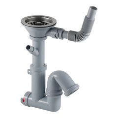 Изображение товара Сифон для мойки АНИ пласт 3 1/2х40 мм с выпуском d115 мм с переливом с соединением 40 мм (F1045S)