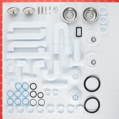 Сифон для двойной мойки АНИ пласт 3 1/2х40 мм со смещением с выпуском d115 мм с переливом с соединением 40 мм (LD0515SA15) - фото 2