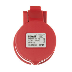 Розетка силовая переносная Dekraft РП-103 с заземлением 2P+PE 1 фаза 16 А 380 В IP44 красная (26132DEK) - фото 2