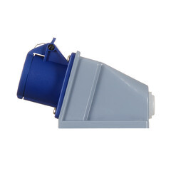 Розетка силовая угловая настенная Dekraft РС-103 с заземлением 2P+PE 1 фаза 16 А 220 В IP44 синяя (26190DEK) - фото 3