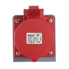 Розетка силовая угловая настенная Dekraft РС-103 с заземлением 3P+N+PE 3 фазы 32 А 380 В IP44 красная (26195DEK) - фото 2