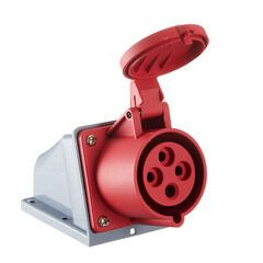 Розетка силовая угловая настенная Dekraft РС-103 с заземлением 3P+PE 3 фазы 32 А 380 В IP44 красная (26193DEK) - фото 1