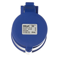 Розетка силовая переносная Dekraft РП-103 с заземлением 2P+PE 1 фаза 32 А 220 В IP44 синяя (26131DEK) - фото 2