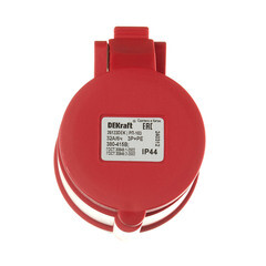 Розетка силовая переносная Dekraft РП-103 с заземлением 3P+PE 3 фазы 32 А 380 В IP44 красная (26133DEK) - фото 2