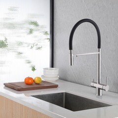 Смеситель для кухни Abber Wasser Kreis сатин с высоким изливом с подключением к фильтру однорычажный (AF81141SP) - фото 2