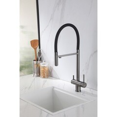 Смеситель для кухни Abber Wasser Kreis никель с высоким изливом с подключением к фильтру однорычажный (AF81141NG) - фото 3