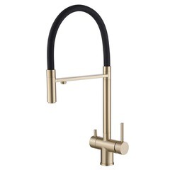 Смеситель для кухни Abber Wasser Kreis золото с высоким изливом с подключением к фильтру однорычажный (AF81141G) - фото 1