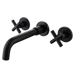 Смеситель для раковины встраиваемый Abber Wasser Kreis двухвентильный черный (AF81121B)