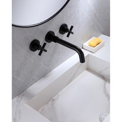 Смеситель для раковины встраиваемый Abber Wasser Kreis двухвентильный черный (AF81121B) - фото 3