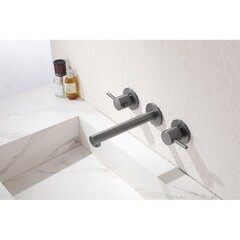 Смеситель для раковины встраиваемый Abber Emotion двухвентильный никель (AF88121NG) - фото 2