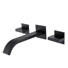 Смеситель для раковины встраиваемый Abber Wasserfall двухвентильный черный (AF8612B)