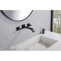 Смеситель для раковины встраиваемый Abber Wasserfall двухвентильный черный (AF8612B) - фото 2