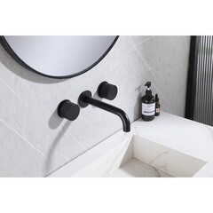 Смеситель для раковины встраиваемый Abber Wasser Kreis двухвентильный черный (AF81122B) - фото 3