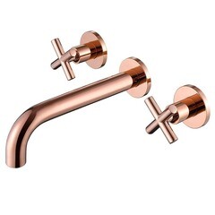 Смеситель для раковины встраиваемый Abber Wasser Kreis двухвентильный розовое золото (AF81121RG)