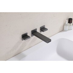 Смеситель для раковины встраиваемый Abber Daheim двухвентильный никель (AF82122NG) - фото 2