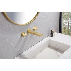 Смеситель для раковины встраиваемый Abber Daheim двухвентильный золото (AF82122G) - фото 2