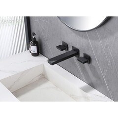 Смеситель для раковины встраиваемый Abber Daheim двухвентильный черный (AF82122B) - фото 2