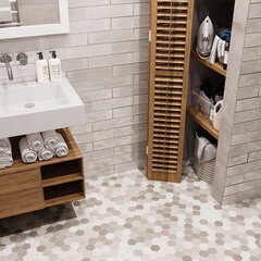 Мозаика Starmosaic Hexagon small LB Mix Antid бежевая керамическая 325х282х6 мм - фото 7