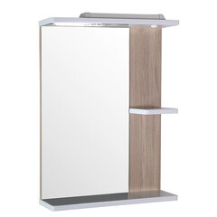 Зеркало с подсветкой с полкой 60 см в раме белой/дуб янтарный АСБ-Мебель Магнолия