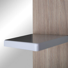 Зеркало с подсветкой с полкой прямоугольное 60х75 см в раме белой/дуб янтарный АСБ-Мебель Магнолия (9099) - фото 5