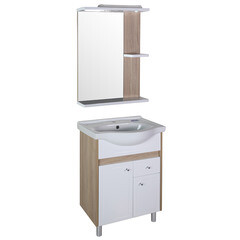 Зеркало с подсветкой с полкой прямоугольное 60х75 см в раме белой/дуб янтарный АСБ-Мебель Магнолия (9099) - фото 3