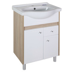 Тумба под раковину АСБ-Мебель Магнолия 60 см напольная белая/дуб янтарный (9100) - фото 1