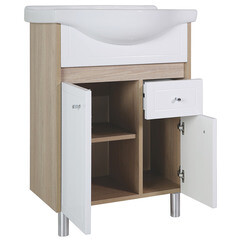 Тумба под раковину АСБ-Мебель Магнолия 60 см напольная белая/дуб янтарный (9100) - фото 6